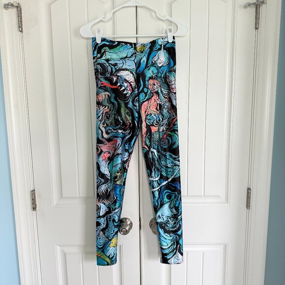 Blackmilk Scary Ocean Mermaid Vibrant Hand-drawn No Swimming Leggings